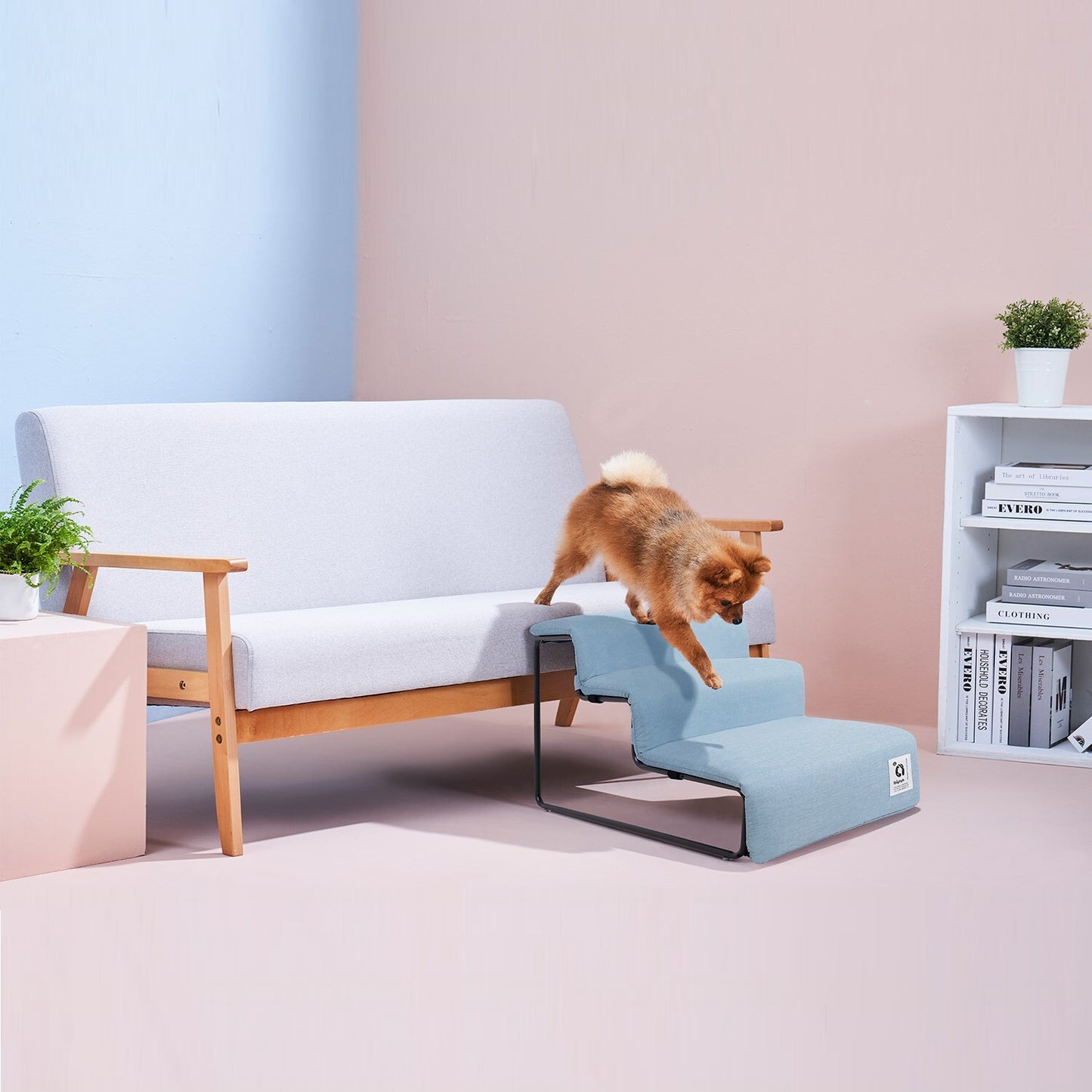 Ibiyaya Everest Practical Pet Stairs for Cats and Dogs- Dusty Blue