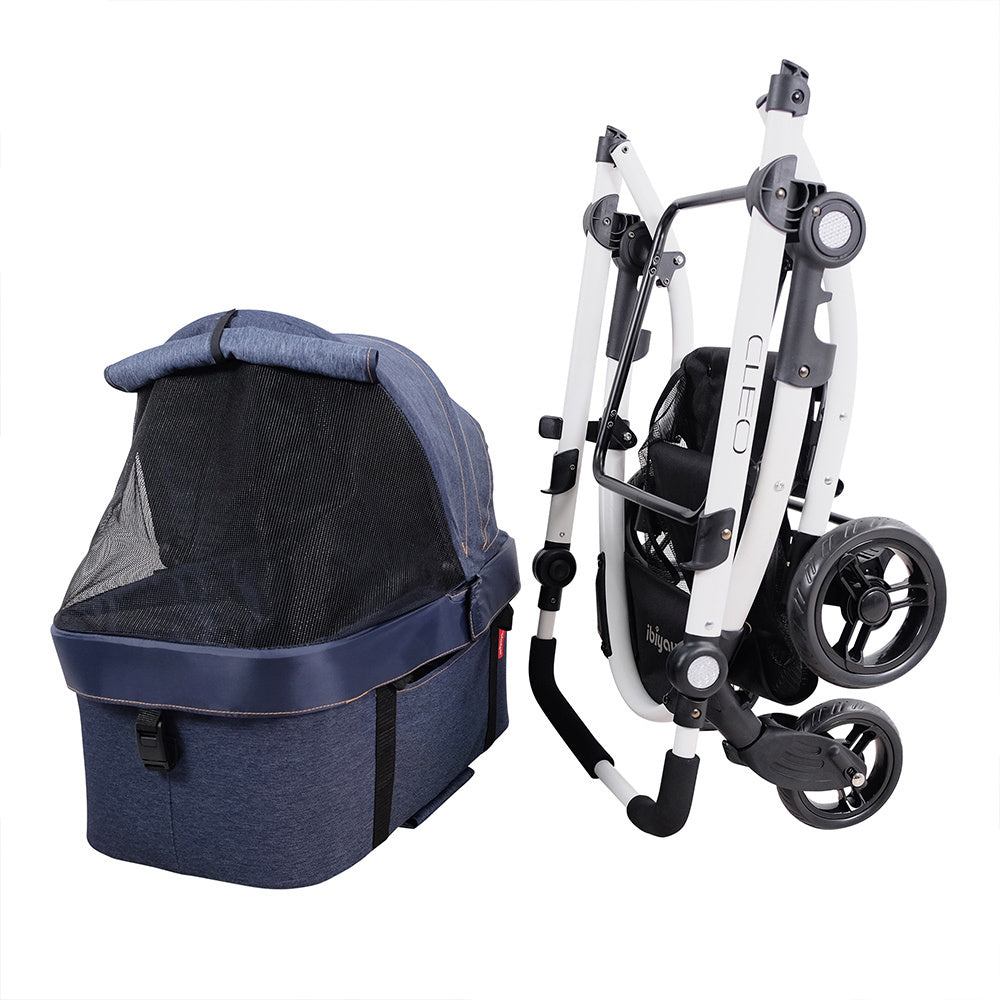 Ibiyaya CLEO Multi-function Pet Stroller & Car Seat in Blue Jeans
