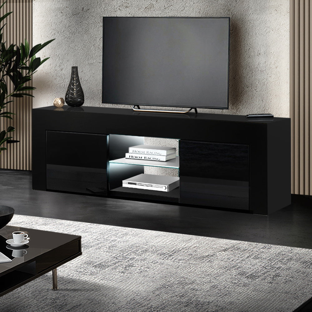 Black Angus Entertainment Unit TV Cabinet LED 130cm