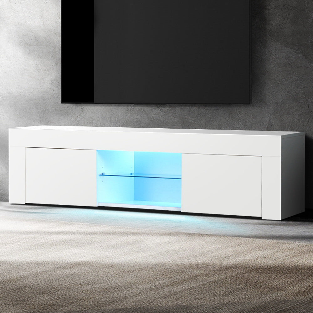 White Angus Entertainment Unit TV Cabinet LED 130cm