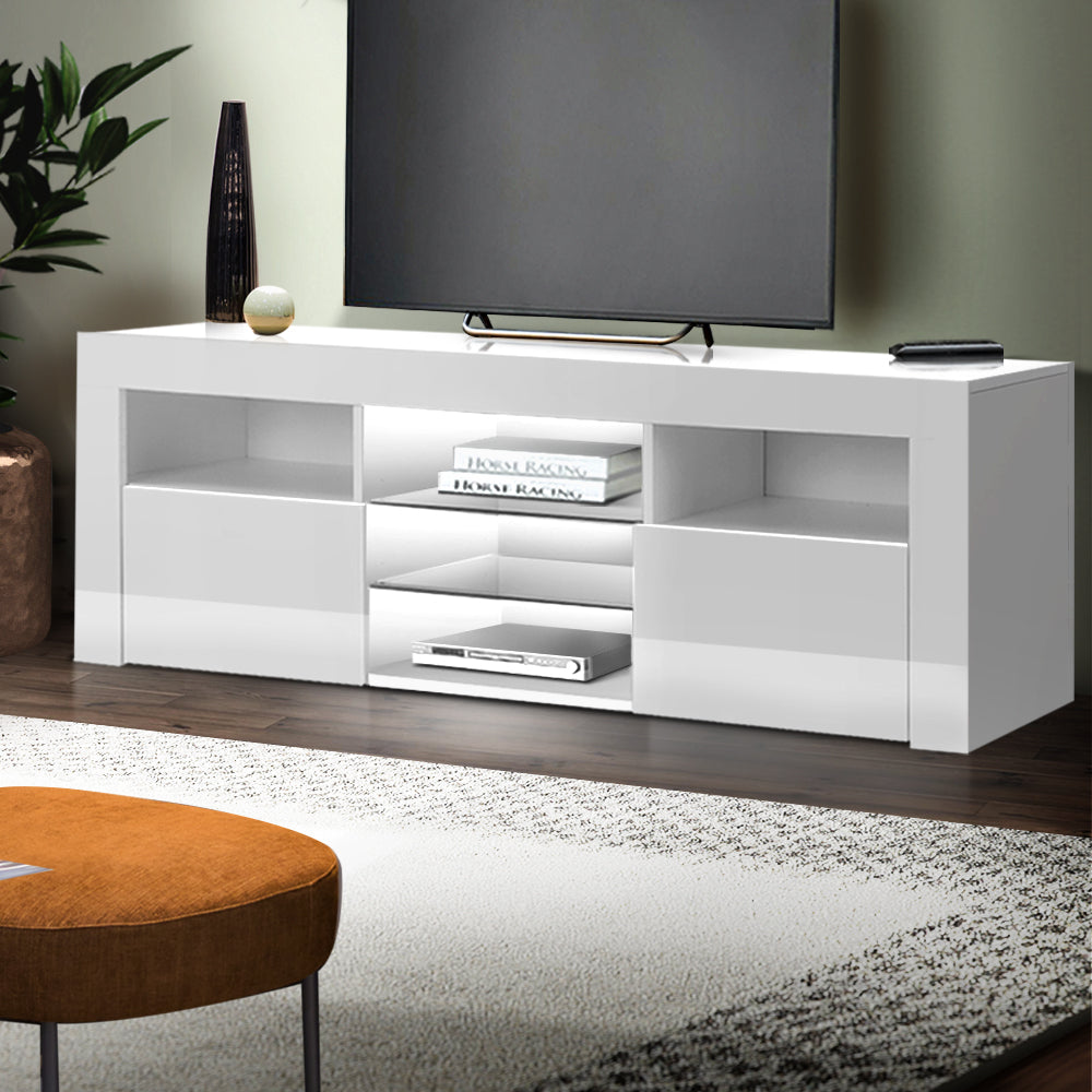 White Angus Entertainment Unit TV Cabinet LED 145cm