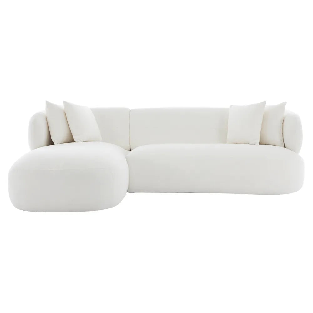 Greenwich 3 Seater Left Chaise Sofa - Ivory Chenille