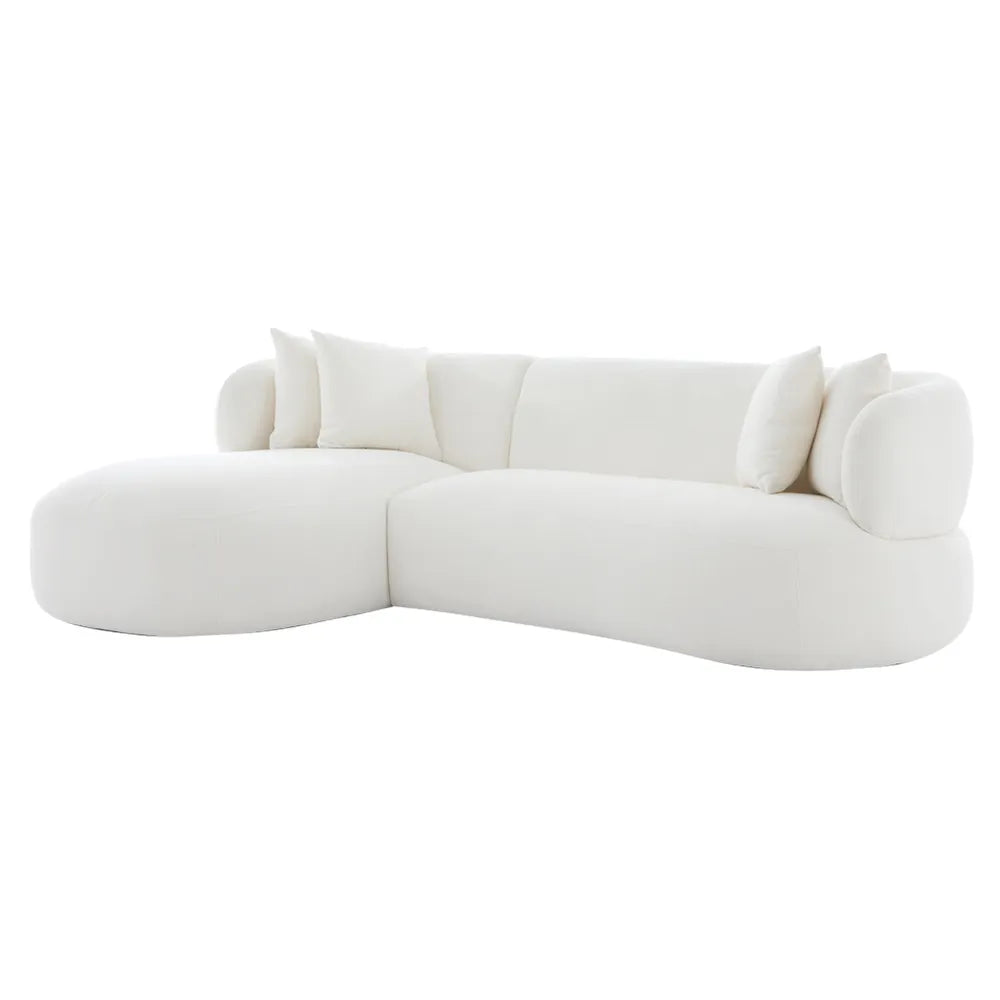 Greenwich 3 Seater Left Chaise Sofa - Ivory Chenille