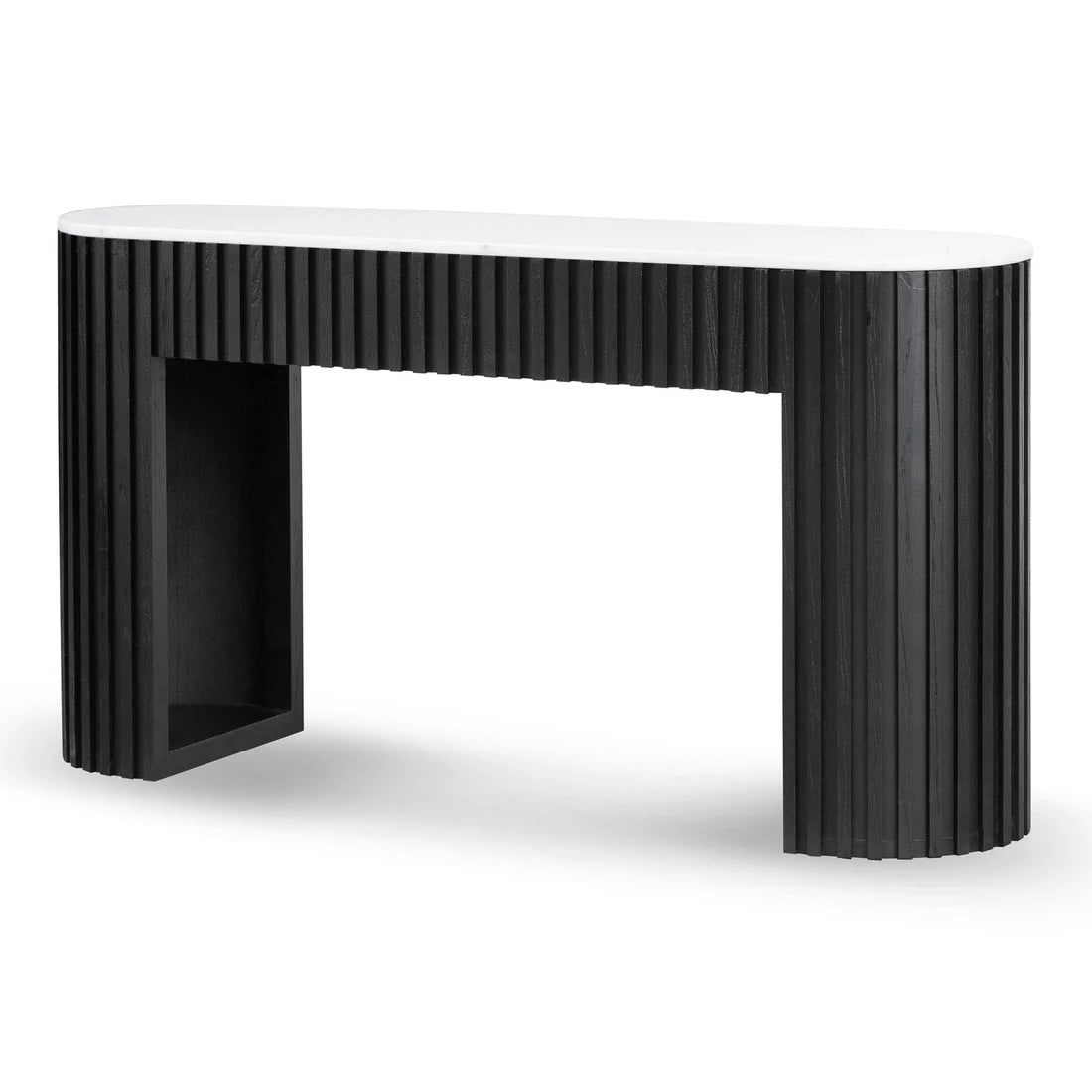 Hercules White Marble Console Table - Black
