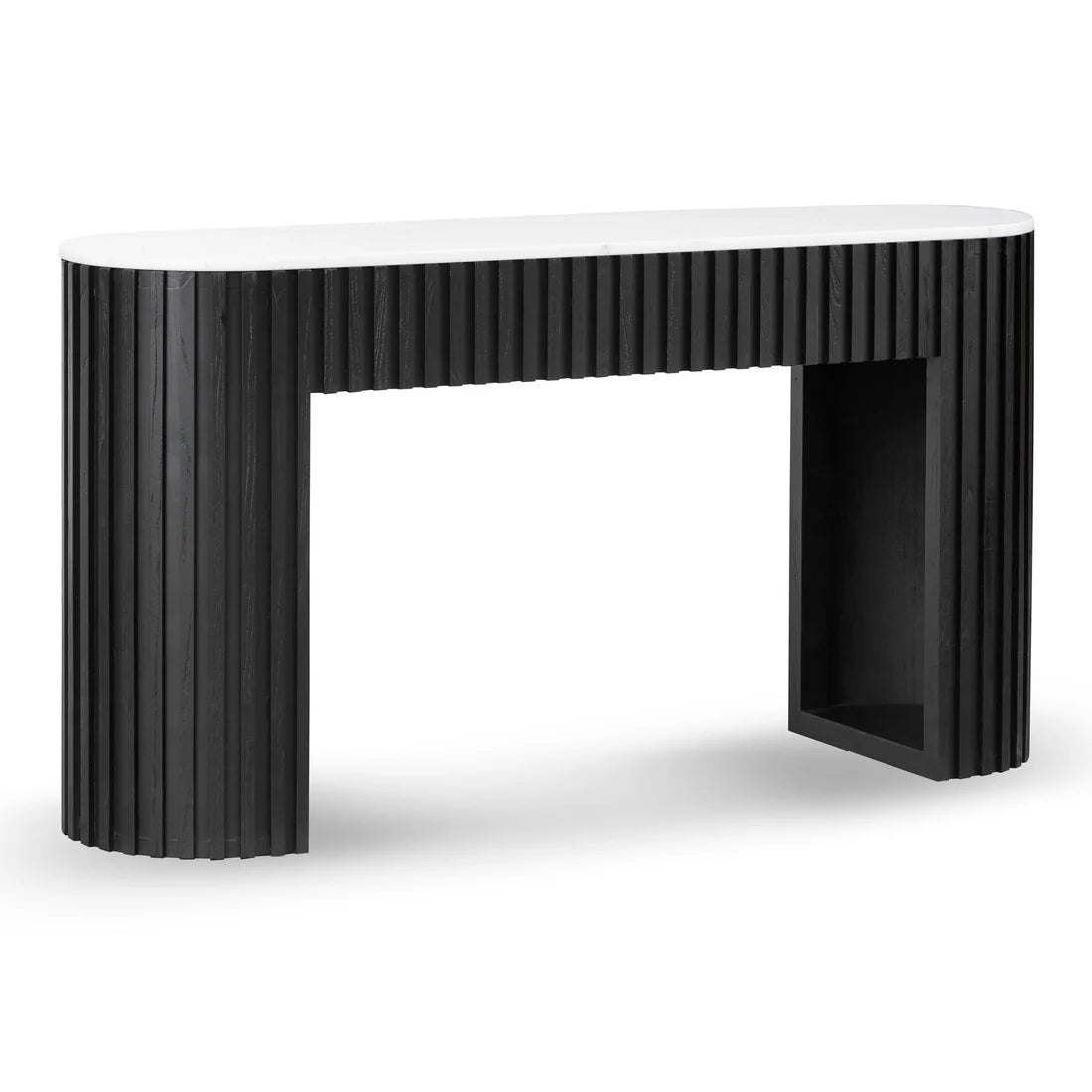 Hercules White Marble Console Table - Black