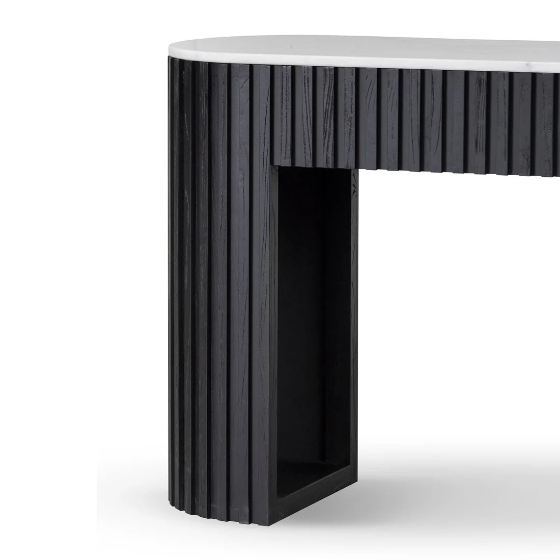 Hercules White Marble Console Table - Black