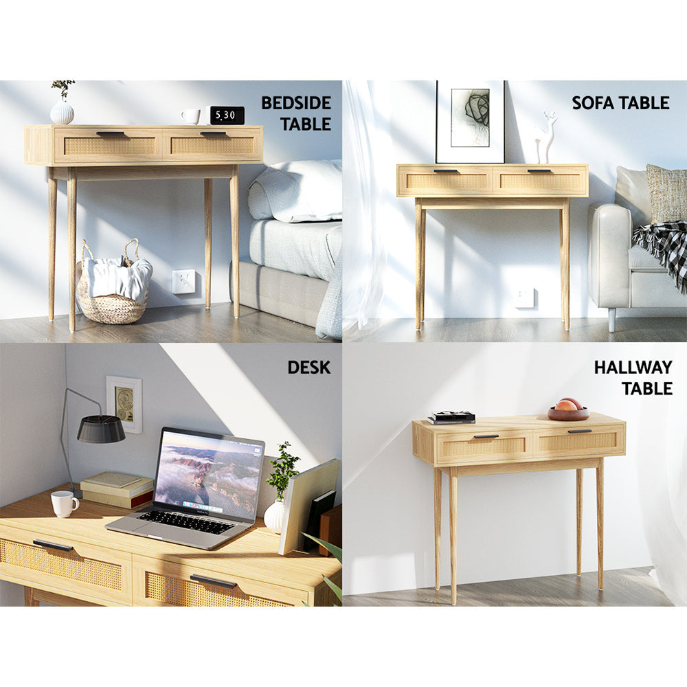 Aliyah 2 Rattan Drawers Console Table