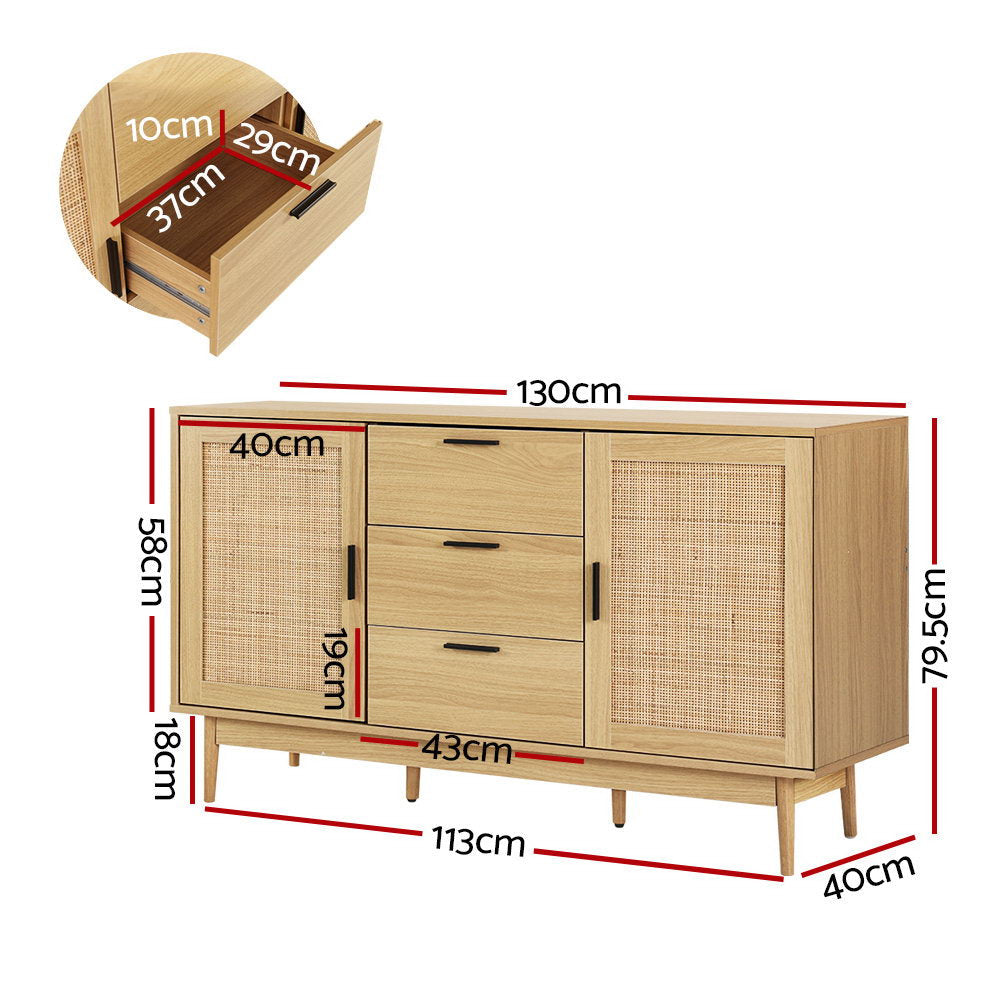Briony Oak Rattan Buffet Sideboard