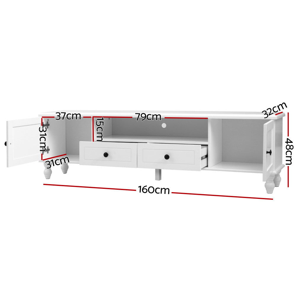 Oliver White TV Cabinet Entertainment Unit 160cm