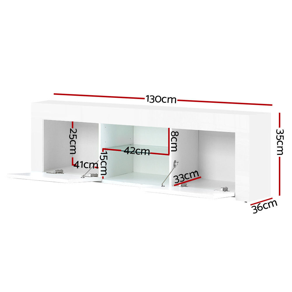 Megan White Entertainment Unit TV Cabinet 130cm