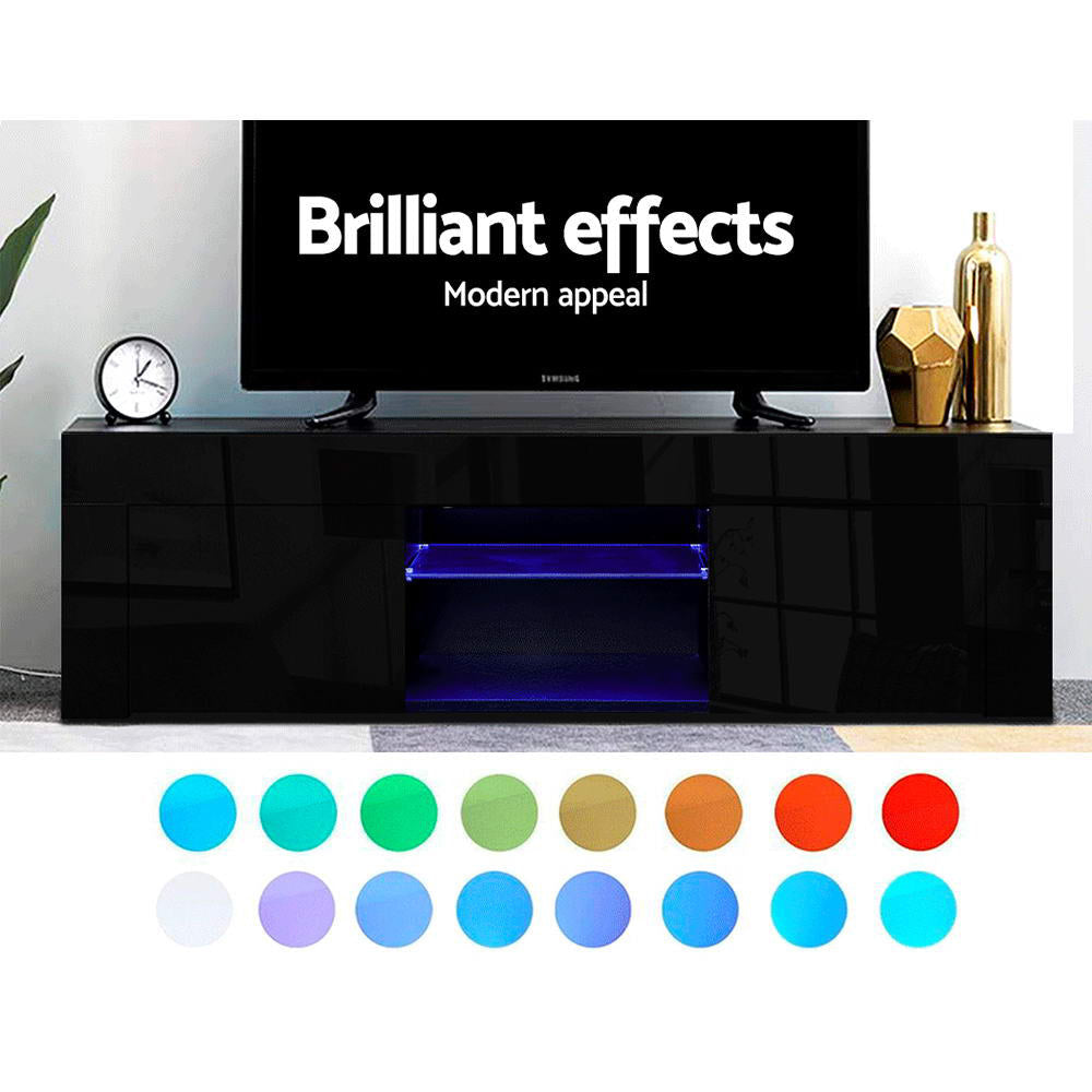 Black Angus Entertainment Unit TV Cabinet LED 130cm