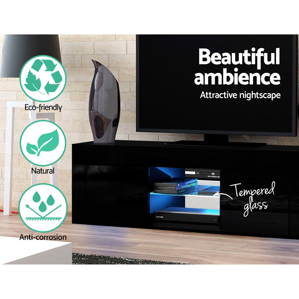 Black Angus Entertainment Unit TV Cabinet LED 130cm