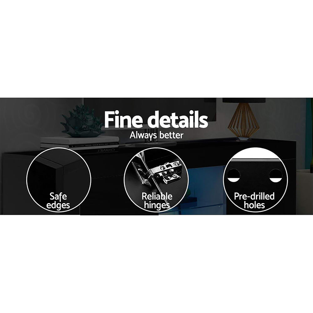 Black Angus Entertainment Unit TV Cabinet LED 130cm
