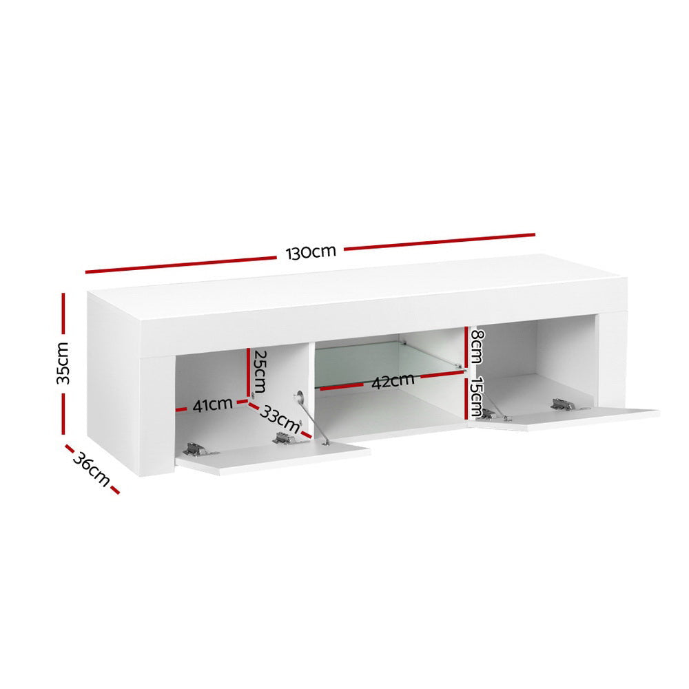 White Angus Entertainment Unit TV Cabinet LED 130cm