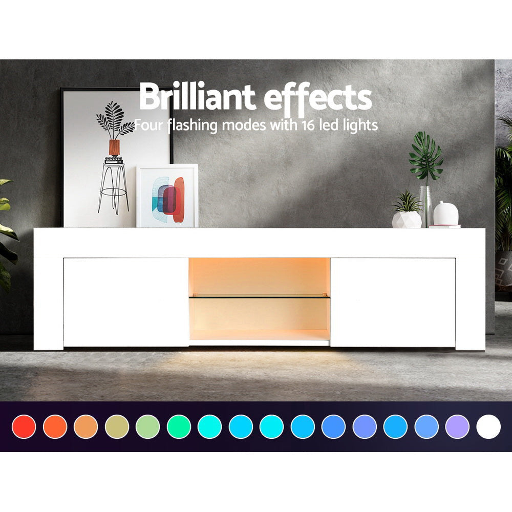 White Angus Entertainment Unit TV Cabinet LED 130cm