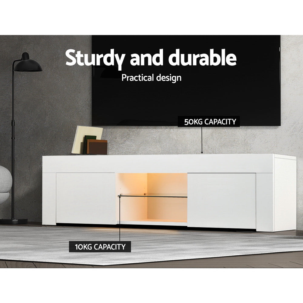 White Angus Entertainment Unit TV Cabinet LED 130cm