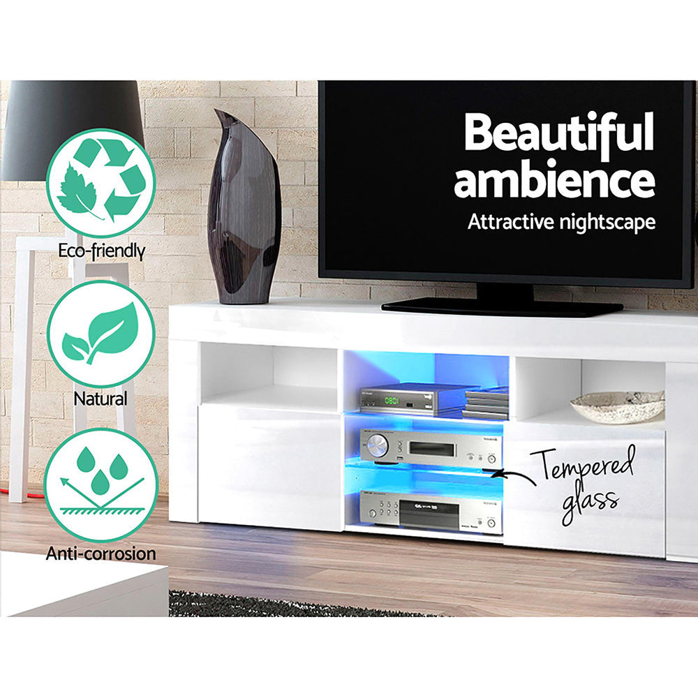 White Angus Entertainment Unit TV Cabinet LED 145cm