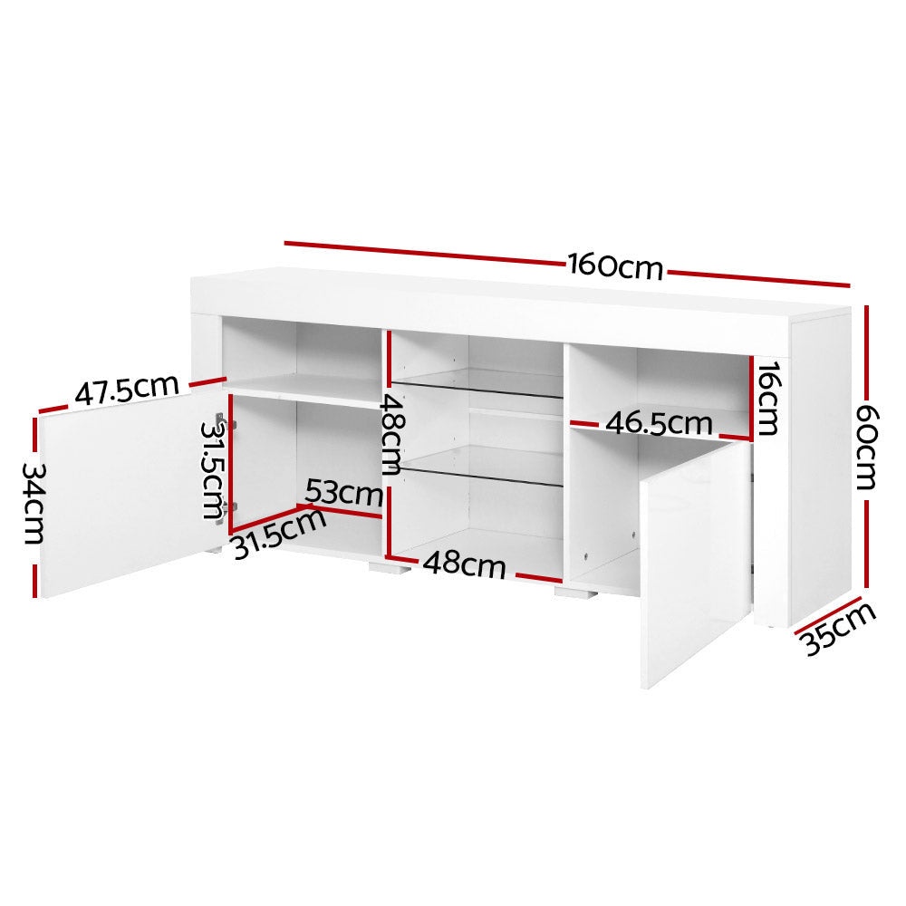 White Bobi Entertainment Unit TV Cabinet LED 160cm