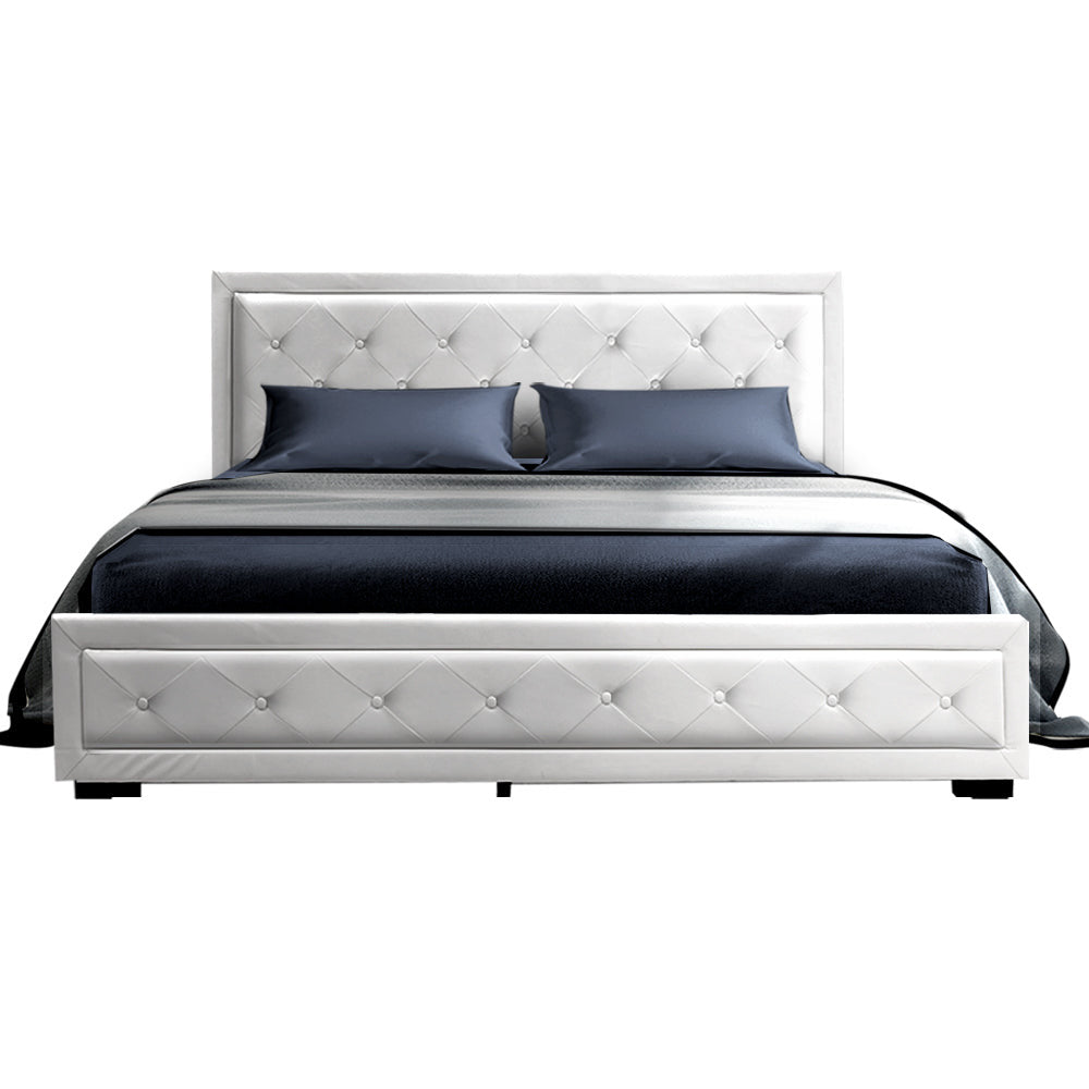 Delilah Bed Frame Double Size Gas Lift White
