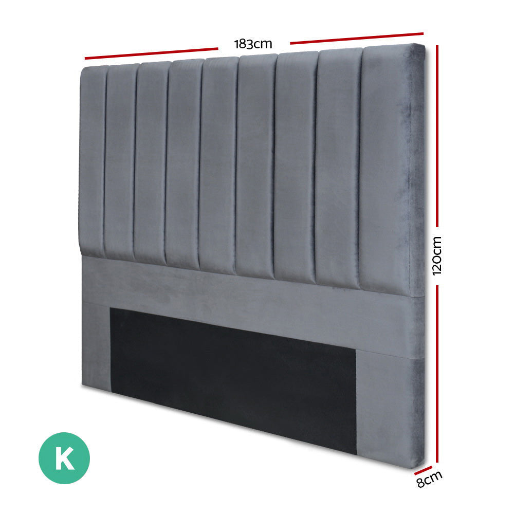 Naoimi Grey Bed Head King Size Velvet