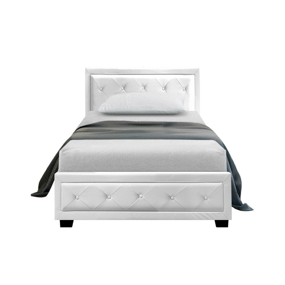 Delilah White Bed Frame King Single Size With Storage