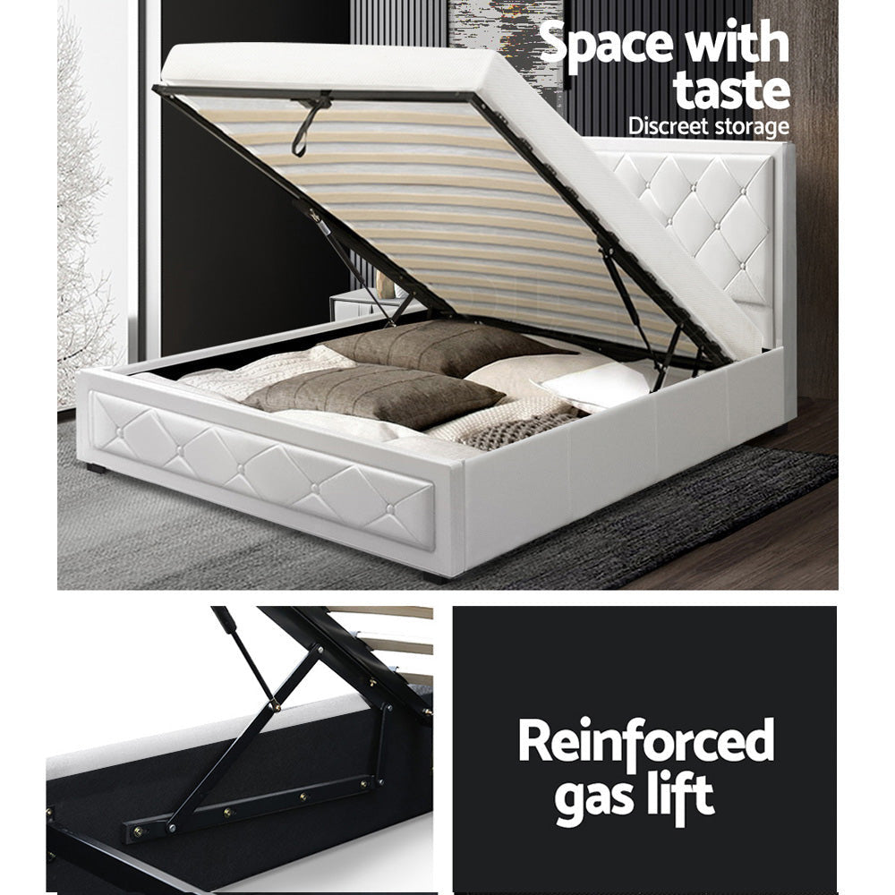 Delilah White Bed Frame King Single Size With Storage