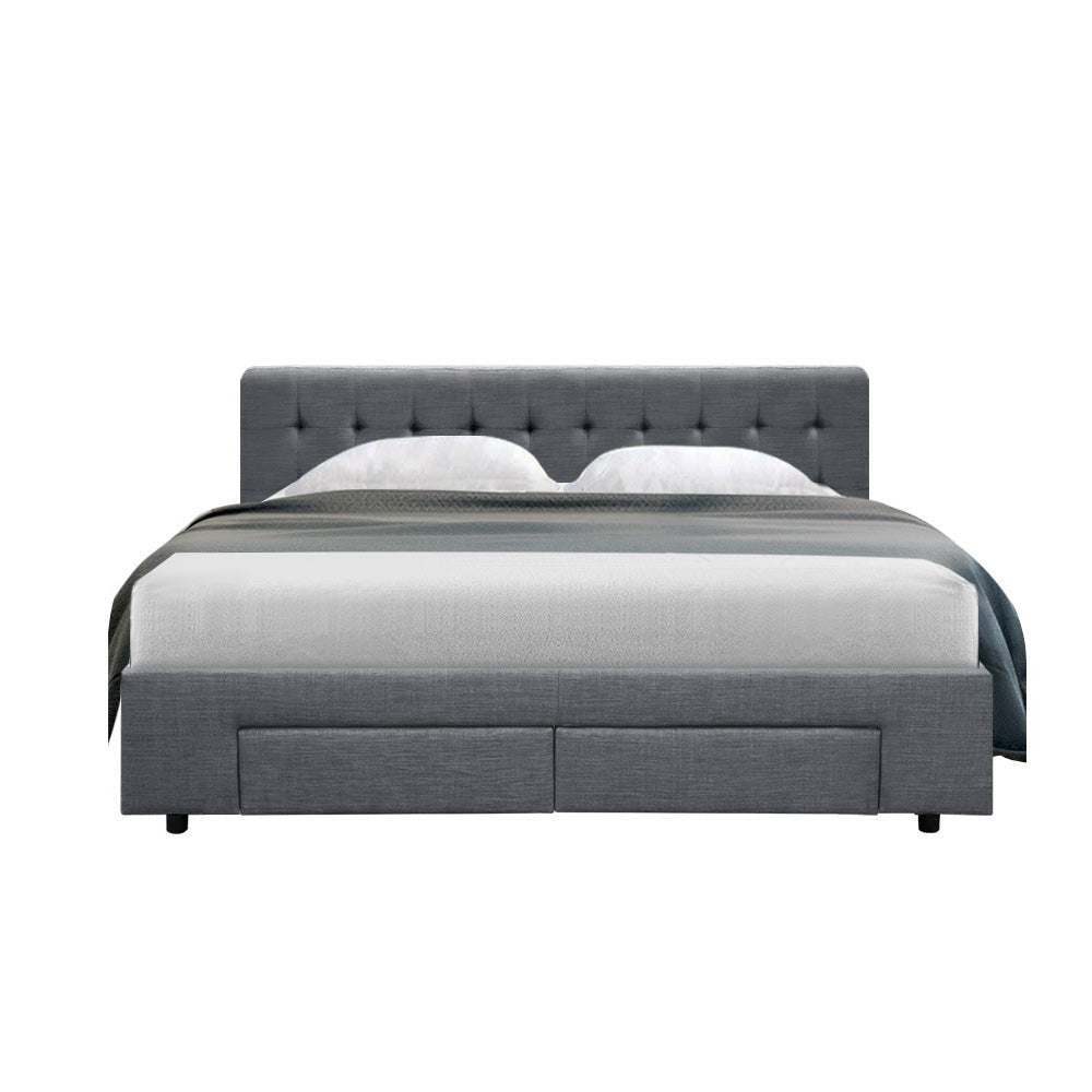 Mario Grey Bed Frame Queen Size With Storage