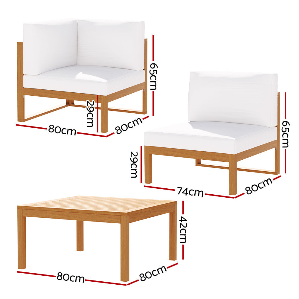 Mabel 4 Pieces Outdoor Acacia Wood Sofa Set