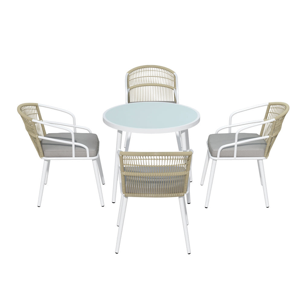 Cordelia 5 Piece White Outdoor Dining Set