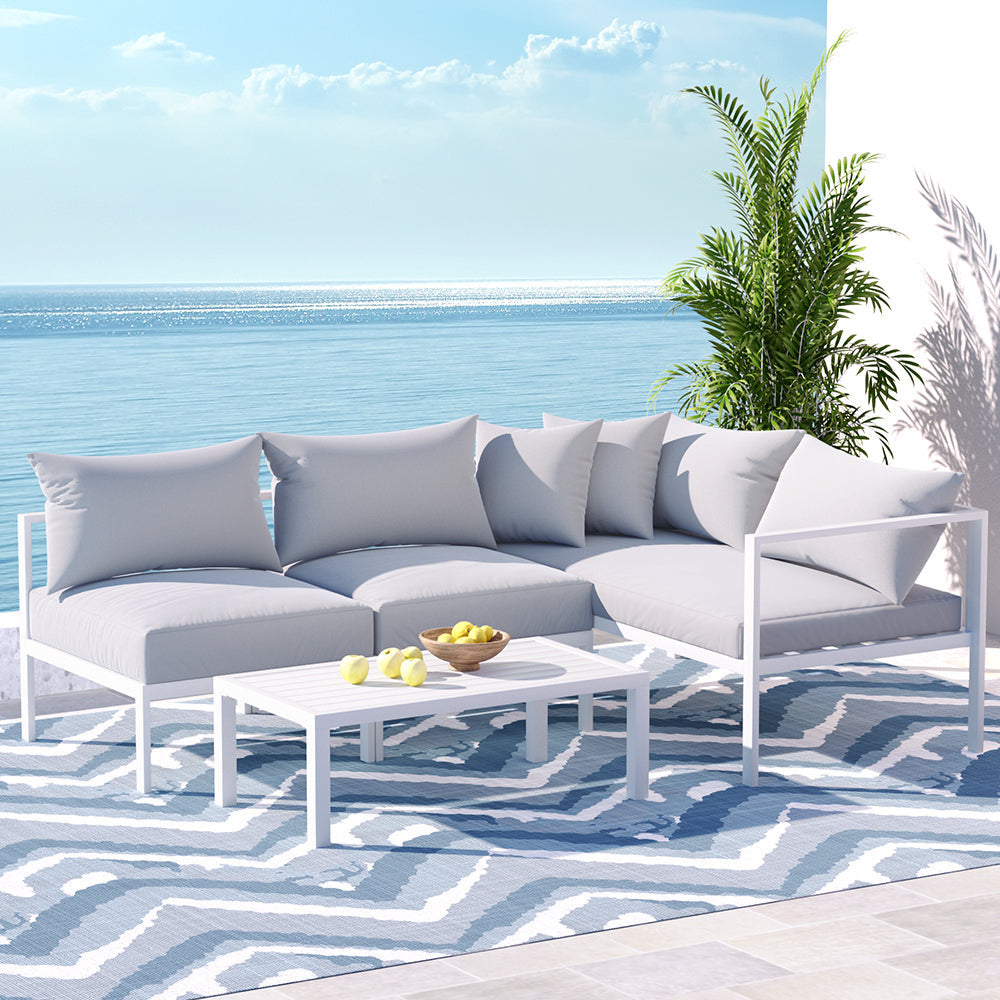 Anais 4 Seater Outdoor Sofa Set Aluminium Lounge Setting