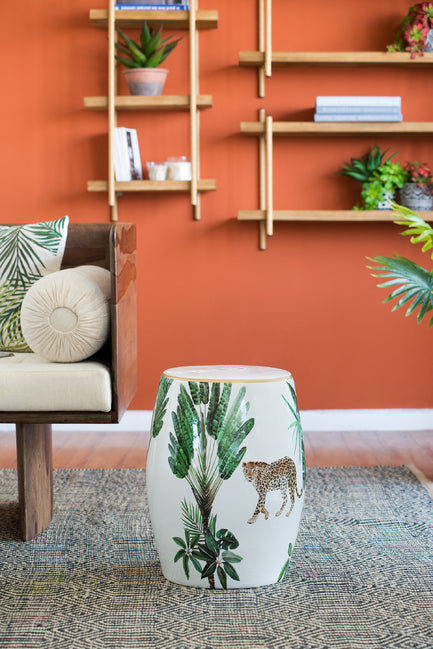 Jungle Themed Ceramic Stool