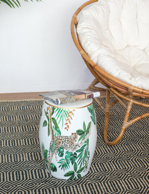 Jungle Themed Ceramic Stool