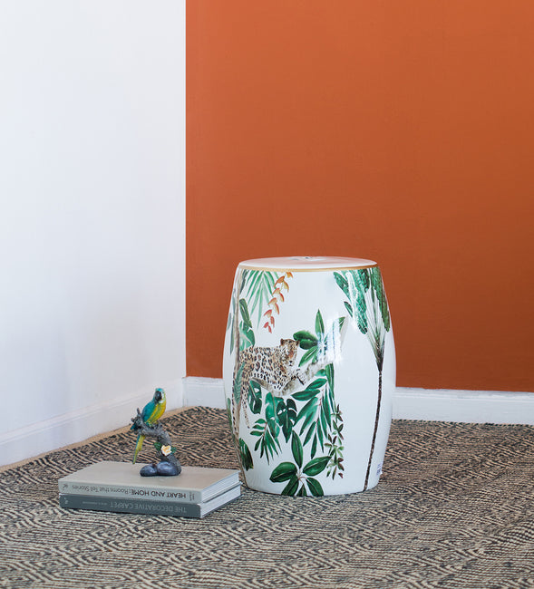 Jungle Themed Ceramic Stool