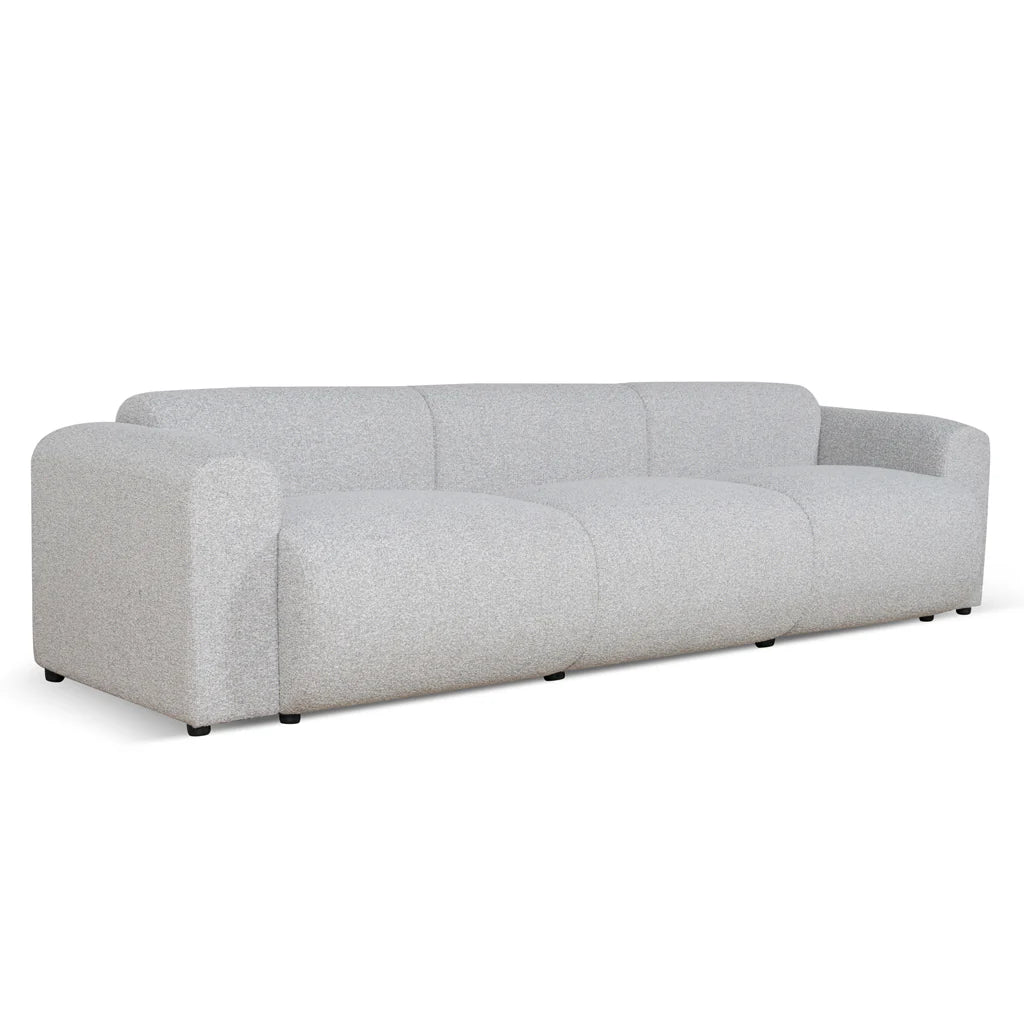 Ashley 4-Seater Fabric Sofa - Silver Grey Boucle