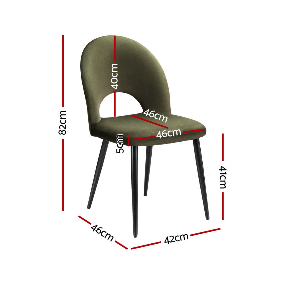 Loren Dining Chairs Set of 4 Velvet Hollow Green