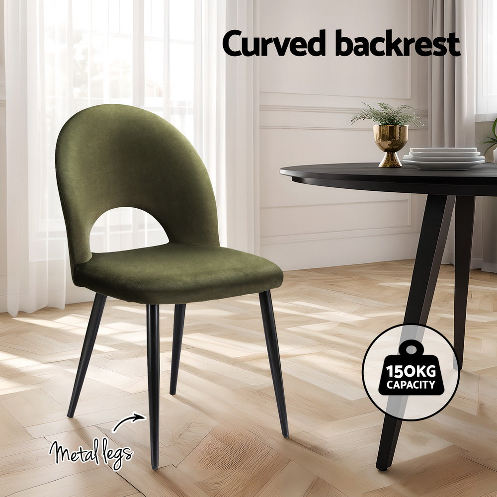 Loren Dining Chairs Set of 4 Velvet Hollow Green