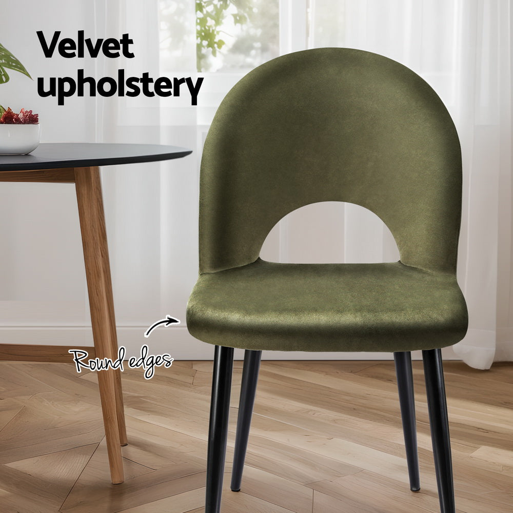 Loren Dining Chairs Set of 4 Velvet Hollow Green