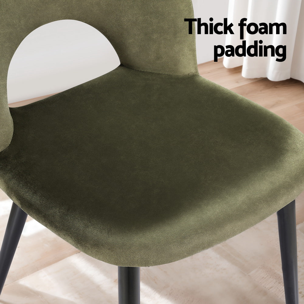 Loren Dining Chairs Set of 4 Velvet Hollow Green