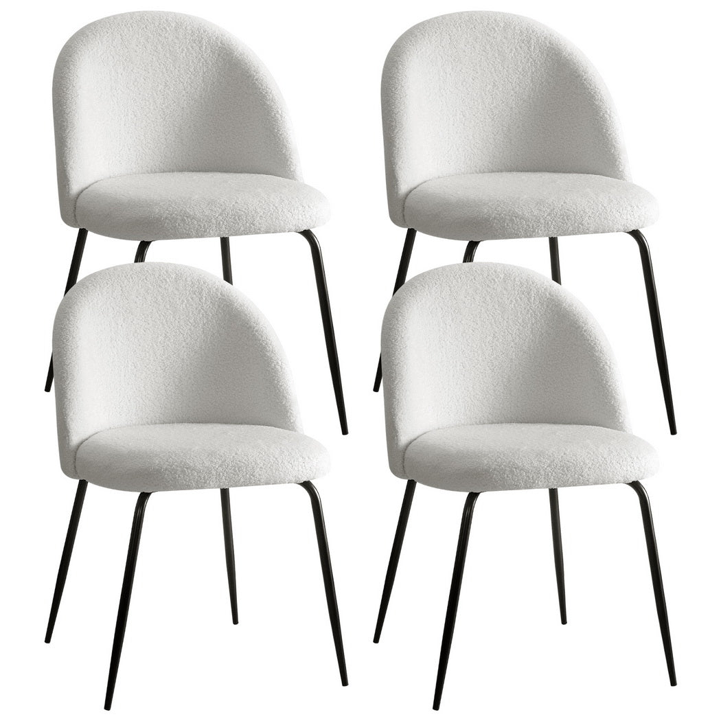 Tofa Dining Chairs Set of 4 Sherpa Boucle White