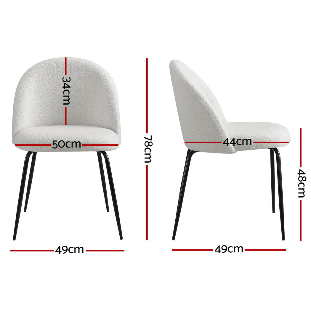 Tofa Dining Chairs Set of 4 Sherpa Boucle White