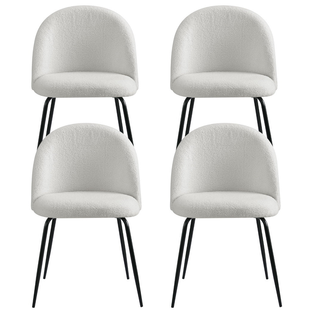 Tofa Dining Chairs Set of 4 Sherpa Boucle White
