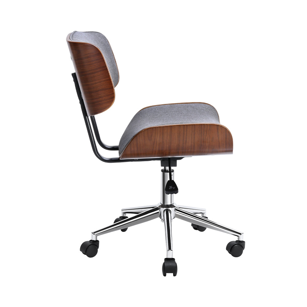 Clay Wooden Office Chair Fabric Seat Grey