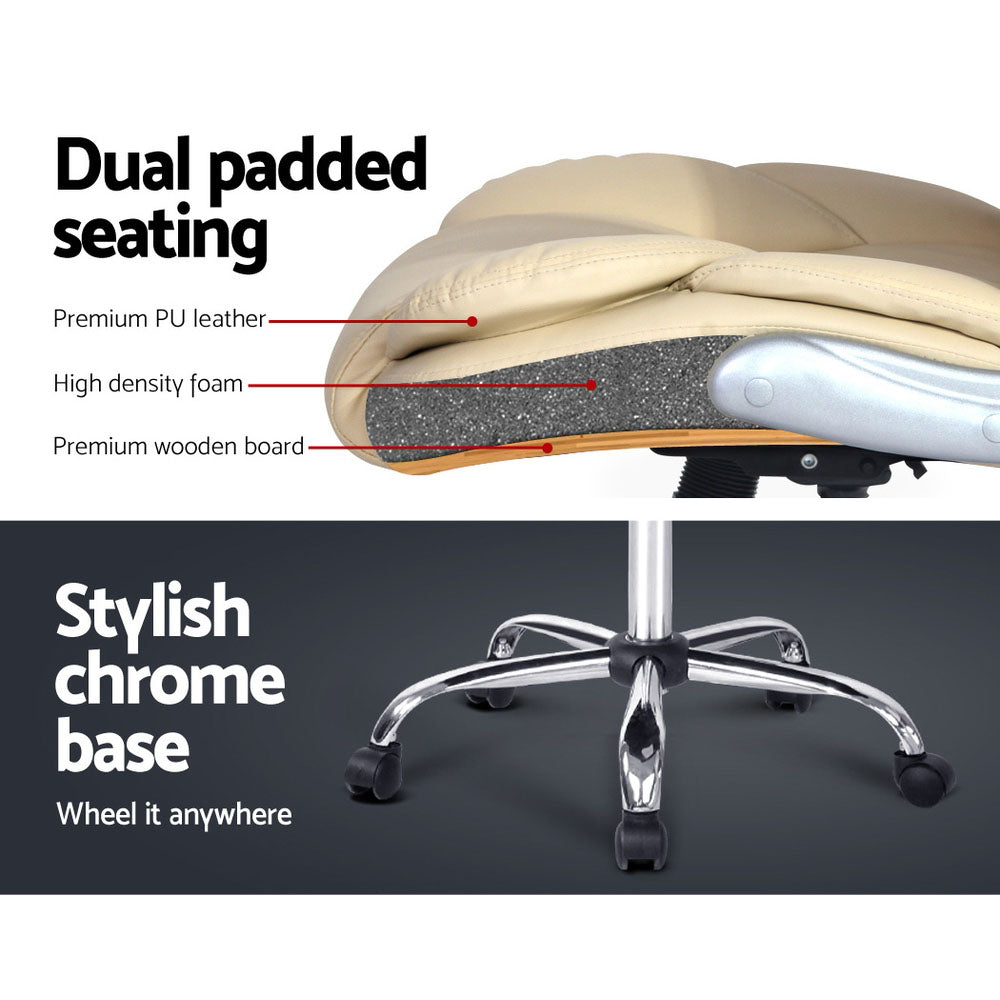 Arturro Leather Executive Office Chair - Beige