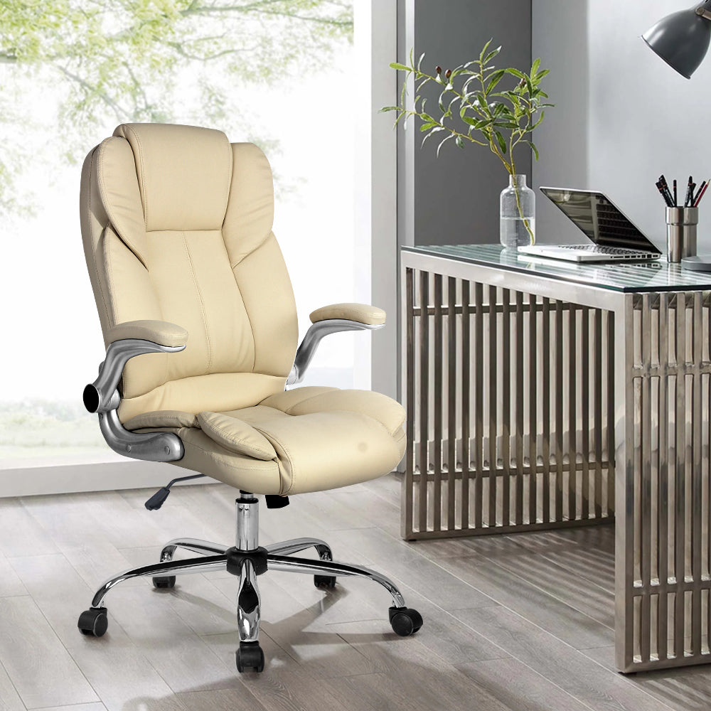 Arturro Leather Executive Office Chair - Beige