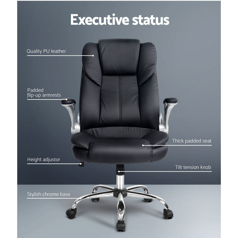 Micael Executive Office Chair Leather - Black