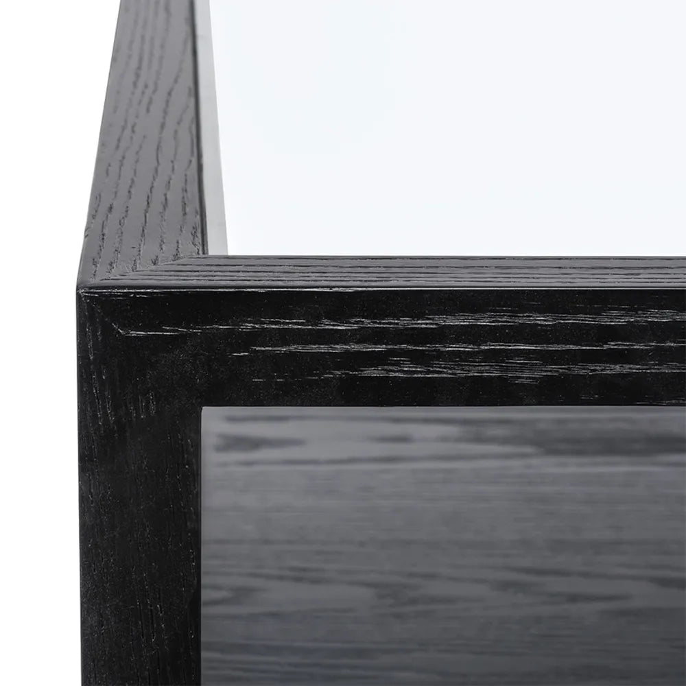 Black Square Coffee Table with glass top