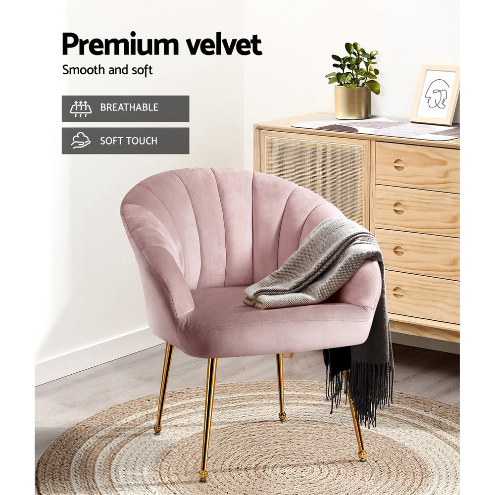 Eloise Accent Velvet Armchair - Pink