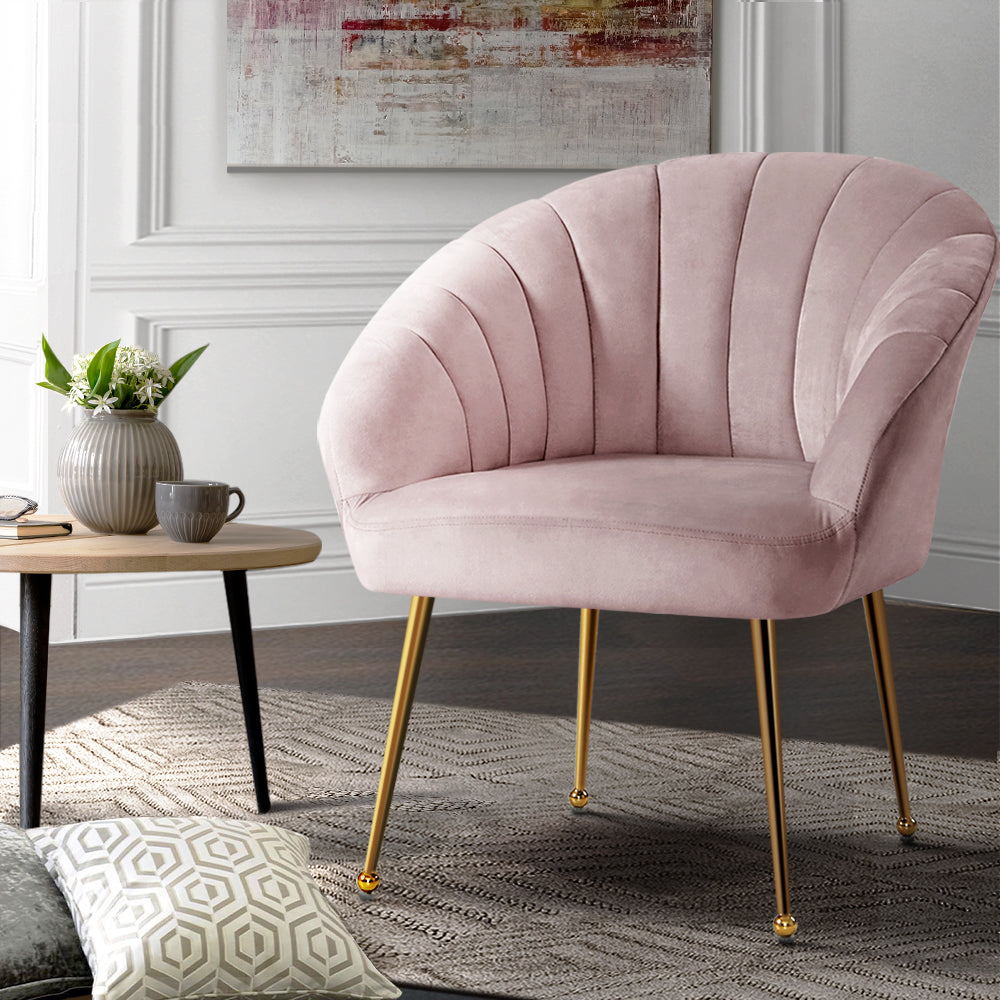 Eloise Accent Velvet Armchair - Pink