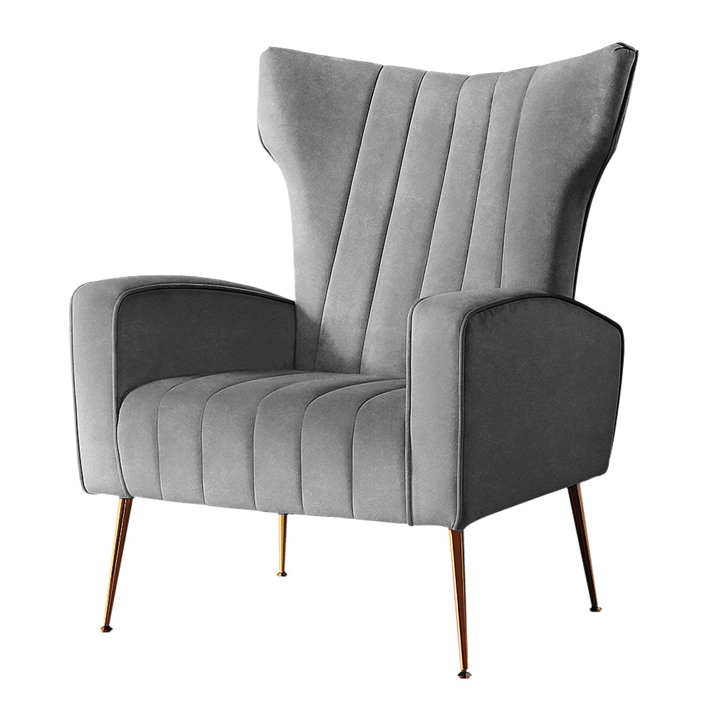 Kate Accent Velvet Armchair - Grey