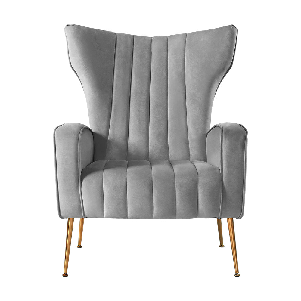 Kate Accent Velvet Armchair - Grey